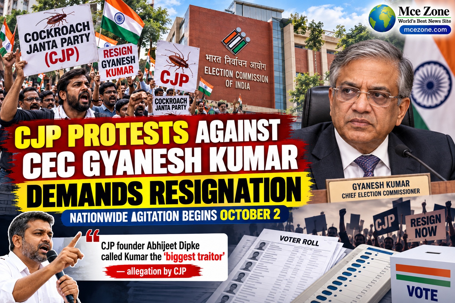 cockroach janata party will protest demanding the resignation of gyanesh kumar